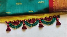 Saree Kuch, Crochet Phone Cover, Blouse Designs Catalogue, Embroidery Neck Designs, Stylish Blouse Design, Tassels Fashion