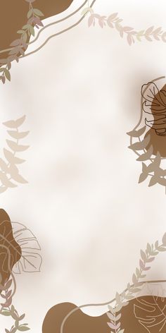 an abstract floral background with leaves and flowers on the left side, in brown tones