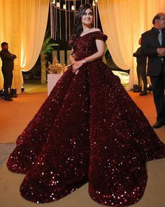 Dazzling Engagement Gown For Bride | Latest Designs Gown Dress Design, Indian Dress Up, Reception Gowns, Gown Party Wear, Reception Gown, Indian Bride Outfits