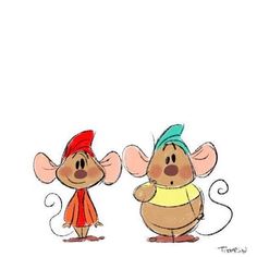 two cartoon mouses standing next to each other