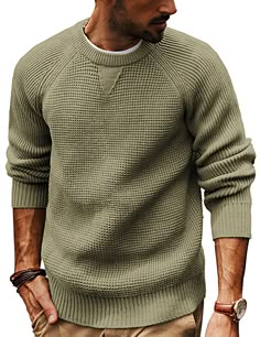 PRICES MAY VARY. Classic Design: Men waffle sweaters feature with raglan sleeve, crew neck, classic waffle textured, neckline with sweatshirt triangle design, ribbed neckline, sleeve cuffs and hemline. The classic crewneck design is easy to pair with various outfits. Dress it up with a collared shirt for a more polished look or wear it casually with jeans for a laid-back style Soft & Comfy Material: Men's pullover sweater is made of soft knitting elastic fabric, stretch, skin-friendly, warm and Men's Winter Sweater, Fall Clothes Men Casual, Men’s Attire, Mens Smart Casual Fashion, Crew Neck Sweatshirt Outfit Men, Men’s Fall Fashion 2024, 2024 Mens Fashion, Tweed Blazer Men, Men’s Fashion