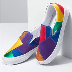 All Shoes In My Closet Are 100% Authentic!!!! If You Need More Photos Or Measurements Or Need Any Help.Please Reach Out!! I’m Always Happy To Help. Brand New In Box!!!! Size: 4 Men/ 5.5 Women 9.5 Men / 11 Women Unisex! Color: Pride Patchwork Msrp: $65.00 Vans X Pride Classic Slip-On Shoes. The Pride Classic Slip-On Incorporates A Kaleidoscope Of Color With Bold Materials And A Vans Twist On An Iconic Rainbow Print. Made With Low Profile Uppers Featuring A Patchwork Of Bright Colors And Glitter, Support Lgbtq, Pride Shoes, Vans Original, Vans Store, Vans Checkerboard, Pride Collection, Slipon Shoes, Vans Era, Vans Red