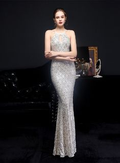 With its fitted corset and also flared bottom you will certainly look and feel like this gown was made especially for you. Party Wear Long Gowns, Vestidos Pin Up, Gold Evening Dresses, Beaded Party Dress, Sequin Evening Dress, Party Maxi Dress, Dress Mermaid, Womens Prom Dresses, Long Evening Dress