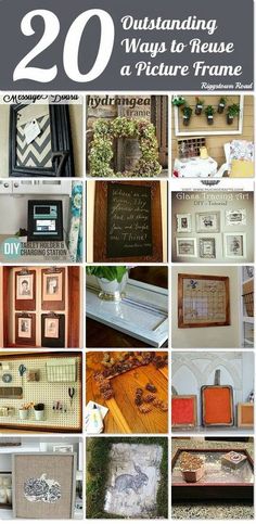 many different pictures with the words 20 outstanding ways to reuse a picture frame