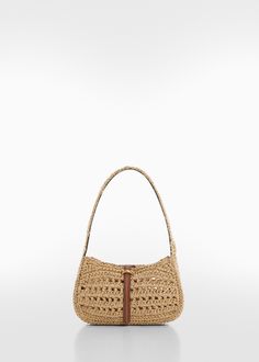 Natural fiber shoulder bag - Woman | MANGO USA Crochet A Bag, Fibre And Fabric, Bag Obsession, Italy Outfits, Beginner Crochet Projects, Rattan Bag, Boho Purses, Bag Crochet, Fancy Outfits