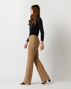 Our full-length, menswear-inspired take on our all-time favorite flare silhouette (think Ann’s most-loved crop flares — just a few inches longer.) These are made up in a rich Italian camel hair flannel that hooks up to a matching top and a tailored jacket. Two very luxe ways to go head-to-toe. Flare Pant, Clothing Catalog, Buckle Shoes, Sweater Gift, Cropped Flares, Liberty Fabric, Menswear Inspired, Sweater Pants, Tailored Jacket