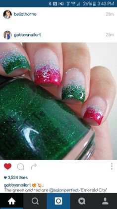 Christmas Nails Glitter, Nail Tip Designs, Green Ideas, Nails Silver, Winter Green, Holiday Nail Designs, Christmas Nails Easy, Cute Christmas Nails, Christmas Gel Nails