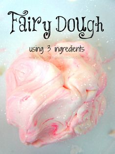 a pink doughnut with icing on top and the words fairy dough using 3 ingredients