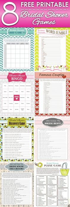 the 8 free printable bridal shower games