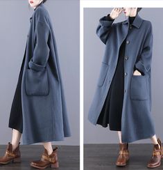 Product Description: handmade Cashmere coat high grade fabric,cashmere fabric.also could be custom made with any size and other colors,please feel free to contact with me if you want custom it. Material: wool 80%- 90% Size: S: Bust : 116 cm shoulder and Sleeve:76cm Length:115cm M: Bust : 120 cm shoulder and Sleeve:77cm Length:115cm L: Bust : 124 cm shoulder and Sleeve:78cm Length:115cm XL: Bust : 128 cm shoulder and Sleeve:79cm Length:115cm Shipping we ship worldwide the USPS takes about 15 days Women Wool Coat, Cashmere Fabric, Fashion Inspiration Design, Cashmere Coat, Double Face, Wool Fabric, Clothes Ideas, Wool Coat, Other Colors