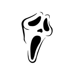 a black and white image of a screamy face with its mouth open, on a white background