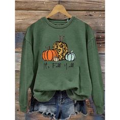 Women's Retro Vintage Sweatshirt Fall Halloween Print Yes Fall Y'All Funny Cute Sweatshirts Fall Letter Print Long Sleeve T-shirt, Fall Long Sleeve T-shirt With Letter Print, Fall Long Sleeve Letter Print T-shirt, Long Sleeve Letter Print T-shirt For Fall, Casual Green Halloween Top, Green Long Sleeve T-shirt For Fall, Green Sweatshirt For Fall, Fall Crew Neck Top With Letter Print, Green Letter Print T-shirt For Fall