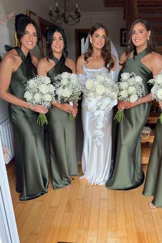 Halter Moss Green Sheath Long Bridesmaid Dresses Moss Green Bridesmaid Dresses With Groomsmen, Show Me Your Mumu Bridesmaid Moss Green, Satin Moss Green Bridesmaid Dresses, Moss Green Bridesmiad Dresses, Fitted Maxi-length Halter Bridesmaid Dress, Halter Neck Bridesmaid Dresses, Halter Bridesmaid Dress, Long Bridesmaid Dress, Champagne Wedding