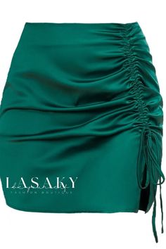 Lasaky - Smooth & Chic: Tailored Satin Pencil Skirt with Elegant Ruffled Hem - Slim-Fit, High-Waisted, and Zippered Mermaid Halloween Costumes, Satin Pencil Skirt, Mermaid Halloween, Wrap Around Skirt, Green Outfit, Skirt Skirt, Color Fabric, Ruffle Skirt, Short Skirt