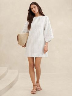 Ella Linen Mini Dress | Banana Republic Summer Shopping List, Dressy Hats, Linen Mini Dress, Travel Dress, Linen Maxi Dress, Long Crop Top, Bell Sleeve Dress, Petite Fashion, Wide Sleeves