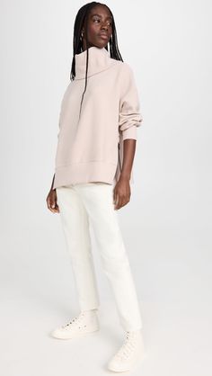 Varley Milton Sweatshirt | SHOPBOP Spring Half-zip Sweater, Athleisure Sweatshirt For Workwear, Turtleneck Sweatshirt For Loungewear, Chic Stretch Sweatshirt For Spring, Spring Turtleneck Sweatshirt For Loungewear, Varley Leggings, Activewear Brands, Long Sleeve Turtleneck, Pullover Sweater Women