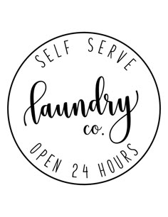 the logo for self serve laundry co in black and white, on a white background