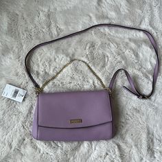 Very Cute And Dainty Color, Can Be Used As Crossbody Or Handbag, Includes Leather Crossbody Strap And Gold Chain As Handbag, Never Been Worn Purple Crossbody Evening Bags, Purple Crossbody Bag For Evening, Purple Evening Crossbody Bag, Chic Purple Crossbody Bag, Purple Crossbody Bag With Adjustable Strap, Purple Crossbody Shoulder Bag For Shopping, Chic Purple Shoulder Bag With Adjustable Strap, Chic Purple Top Handle Shoulder Bag, Purple Crossbody Travel Bag