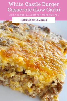 white castle burger casserole low carb recipe on a plate with text overlay