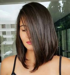 #hair #hairstyle #cabelos #penteados Long Bob Haircuts, Shoulder Length Hair Cuts, Long Bob Hairstyles, Bob Haircuts, Medium Hair Cuts, Dark Brown Hair, Shoulder Length Hair, Medium Length Hair Cuts