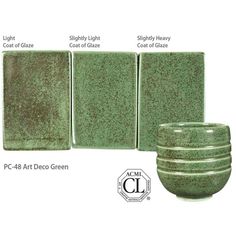 green ceramic tiles with different sizes and colors