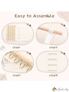 the instructions for how to assemble an assembly kit with scissors and other items in it