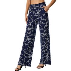 Refresh your attraction with these Women's Palazzo Pants Wide Leg Lounge Pants. These are perfect for everyday wear and the printed pattern of these pants makes them more alluring and enticing as well. These wide-leg style pants are super-comfy and provide you relaxation for the whole day. These pants are available in many different styles, so choose your favorite one. Specifications: Material: 95% Polyester, 5% Spandex Fit Type: Regular Pattern Type: Print Rise Style; High Rise Leg Style: Wide Elegant Printed Summer Pants, Blue Floral Print Straight Leg Bottoms, Blue High Waist Printed Bottoms, Blue High-waist Printed Bottoms, Chic Printed Workwear Pants, Elegant Wide Leg Printed Pants, Blue Floral Print Trousers, Elegant Printed Wide-leg Pants, Blue Printed Wide Leg Bottoms