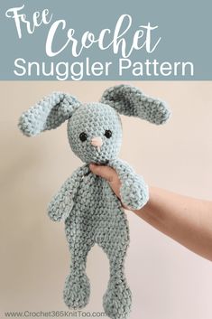 a crocheted stuffed animal is shown with the text, free crochet snuggler pattern