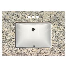 a white sink sitting on top of a granite counter