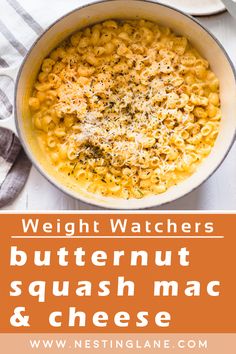 a bowl of butternut squash mac and cheese