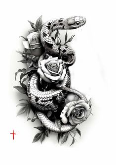 Snack And Flower Tattoo, Snake Rose Tattoo Men, Snake Coverup Tattoo, Cobra And Rose Tattoo, Rose And Snake Tattoo Design, Big Cover Up Tattoos For Women, Big Cover Up Tattoos, Cover Up Tattoos For Women, Rose Tattoo On Arm