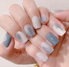 Korean Simple Nail Art, Elegant Touch Nails, Minimal Nails Art, Makeup Nails Designs, Gel Nail Art Designs, Korean Nails, Gel Nails Diy