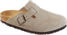 Casual Brown Cork Clogs, Casual Cork Clogs With Round Toe, Casual Slip-on Cork Clogs, Casual Cork Slip-on Clogs, Casual Closed Toe Cork Clogs, Casual Cork Clogs With Removable Insole, Birkenstock Boston Soft Footbed, Boston Soft Footbed, Suede Clogs