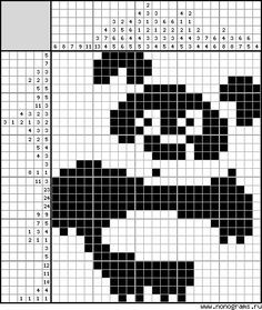 a panda bear cross stitch pattern in black and white