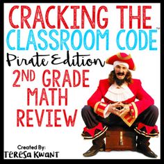 a poster for the 5th grade math review with an image of a man in a pirate costume