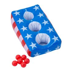 an inflatable game set with red, white and blue balls