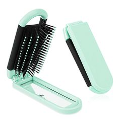 PRICES MAY VARY. TRAVEL HAIR BRUSH - The travel brush for women is made of ABS,which is heat-resistant and not easy to deform, durable, completely odorless, and light in texture; FOLDING BRUSH - The travel hairbrush measures approximately 20.3 x 4 cm / 8 x 1.6 inches when unfolded and 10.5 x 4 cm / 4.1 x 1.6 inches when folded, and fits in a purse or pocket; HAIR BRUSH WITH MIRROR - This mini brush is equipped with a small transparent and smooth mirror, which allows you to comb your hair and mak Travel Hairbrush, Brush With Mirror, Travel Brush, Mini Brush, Travel Hair, Travel Hairstyles, Styling Brush, Work Bag, Styling Tools