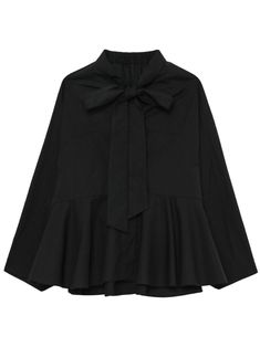 black cotton long sleeves balloon sleeves pleated edge Long Black Blouse Outfit, Chic Pleated Cotton Top, Chic Long Sleeve Tops With Ruffle Hem, Long Sleeve Tops With Ruffle Hem For Work, Black Pleated Top For Fall, Elegant Black Pleated Blouse, Black Long Sleeve Blouse With Ruffles, Black Ruffled Collar Blouse For Fall, Black Blouse With Ruffled Collar For Fall