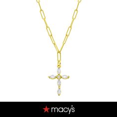 in stock Gold Cross Necklace, Fashion Jewelry Necklaces, Paper Clip, Fashion Watches, Cross Necklace, Cubic Zirconia, Jewelry Watches, Pick Up, Gold Plate