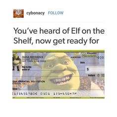 a fake cheesy check with the words you've heard elf on the shelf, now get ready for