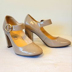 Liz Claiborne Savannah Mary Jane Heels In Women’s Size 5.5m. Tan Color Faux Patient Leather. Adjustable Strap With Buckle Closure. Brand New And In Excellent Condition! Retro Goodness. Heel: 3.5” Beige Ankle Strap Heels In Faux Leather, Beige Faux Leather Heels Medium Width, Beige Medium Width Faux Leather Heels, Beige Patent Leather Heels Medium Width, Beige Patent Leather Heels, Mary Jane Heels, Tan Color, Liz Claiborne, Savannah