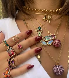 Overcoming Insecurities, Cherry Red Nails, Layered Gold Necklaces, Jewelry For Summer, Summer Moodboard, Friends Style, Trendy Products