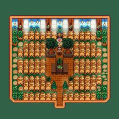 decorated shed with kegs in the video game stardew valley Shed Stardew Valley Layout, Stardew Big Shed Layout, Kegs Stardew Valley, Shed Stardew Valley Ideas, Basement Stardew Valley, Shed Ideas Stardew Valley, Stardew Shed Ideas, Stardew Valley Shed Ideas Kegs, Stardew Valley Big Shed Layout