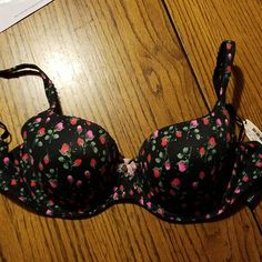 Black With Red, Pink, Green Rosebuds. Tiny Jewels Scattered Across Cups. Straps Convertable. Non Smoking, Pet Free Home Victoria's Secret Fitted Floral Print Bra, Bra Storage, Sleep Wear, Rose Buds, Victoria Secret, Women's Intimates, Victoria's Secret, Sleep, Pet