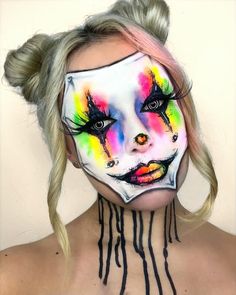 Rainbow Clown Makeup Halloween, Neon Clown, Neon Clown Makeup, Evil Clown Makeup, Creepy Clown Makeup, Scary Clown Makeup