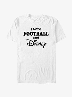 Lightweight 100% combed ring spun cottonWash cold; dry lowImportedListed in men's sizes I Love Football, Disney T Shirt, Love Football, Movie Tees, Disney T, Cartoon Man, Disney Tees, Disney Tshirts, Disney Gifts