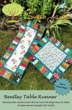 Bentley Table Runner Downloadable Pattern by Sweet Janes Quilting and Design Square Table Runner, Quilt Crafts, Cottage Quilt, Quilted Table Runners Patterns, Seek Peace, Blackbird Designs, Quilting Notions, Applique Kit, Cross Stitch Supplies