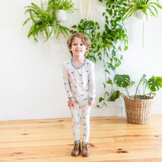 Your mini has grown so fast! Although she is no longer layette-sized, you can still dress her in the same super soft, all-natural bamboo rayon you both love. Our oh-so-adorable toddler pajamas include a long-sleeved top and matching pants. They’re perfect for story-time cuddles! 97% Rayon made from Bamboo, 3% Spandex Breathable material Designed for sensitive skin Long Sleeve Pajamas, Toddler Pajamas, Bamboo Clothing, Matching Pants, Long Sleeve Pyjamas, Dinosaur Print, Story Time, Material Design, Sale Event