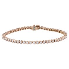 Glimmer and shine on your wrist with this dazzling 14kt. Rose Gold Semi-Bezel set Diamond Tennis Bracelet from H&H Collection! Boasting 2.10ct of  diamonds, this handmade piece will leave you breathless. Diamond Pink Gold Tennis Bracelet 14kt. Pink Gold  Tennis Bracelet Diamonds: 2.10ct F/G VS1 (EX,EX)  Semi-Bezel Set Handmade H&H Collection SKU: 22193 Gold Tennis Bracelet, Bracelet Tennis, Rose Bracelet, Jewelry Accessories Ideas, Diamond Tennis Bracelet, Bezel Set Diamond, Accessories Ideas, Tennis Bracelet Diamond, Shine On