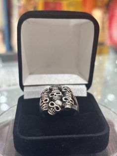 Stainless steel 316L silver layered Spidy Webs Skull Statement Ring comfortable to wear. Perfect for any gift and special occasion like halloween. We are the small family owned business Serving the community and the surrounding areas for over 25 years. We support local businesses and appreciate the great and continued support from the community formover decades. Silver Skull Ring Nickel-free For Halloween, Halloween Silver Skull Ring Nickel Free, Collectible Silver Skull Ring In Stainless Steel, Collectible Silver Stainless Steel Skull Ring, Serving The Community, Redondo Beach, Small Family, Support Local, The Community